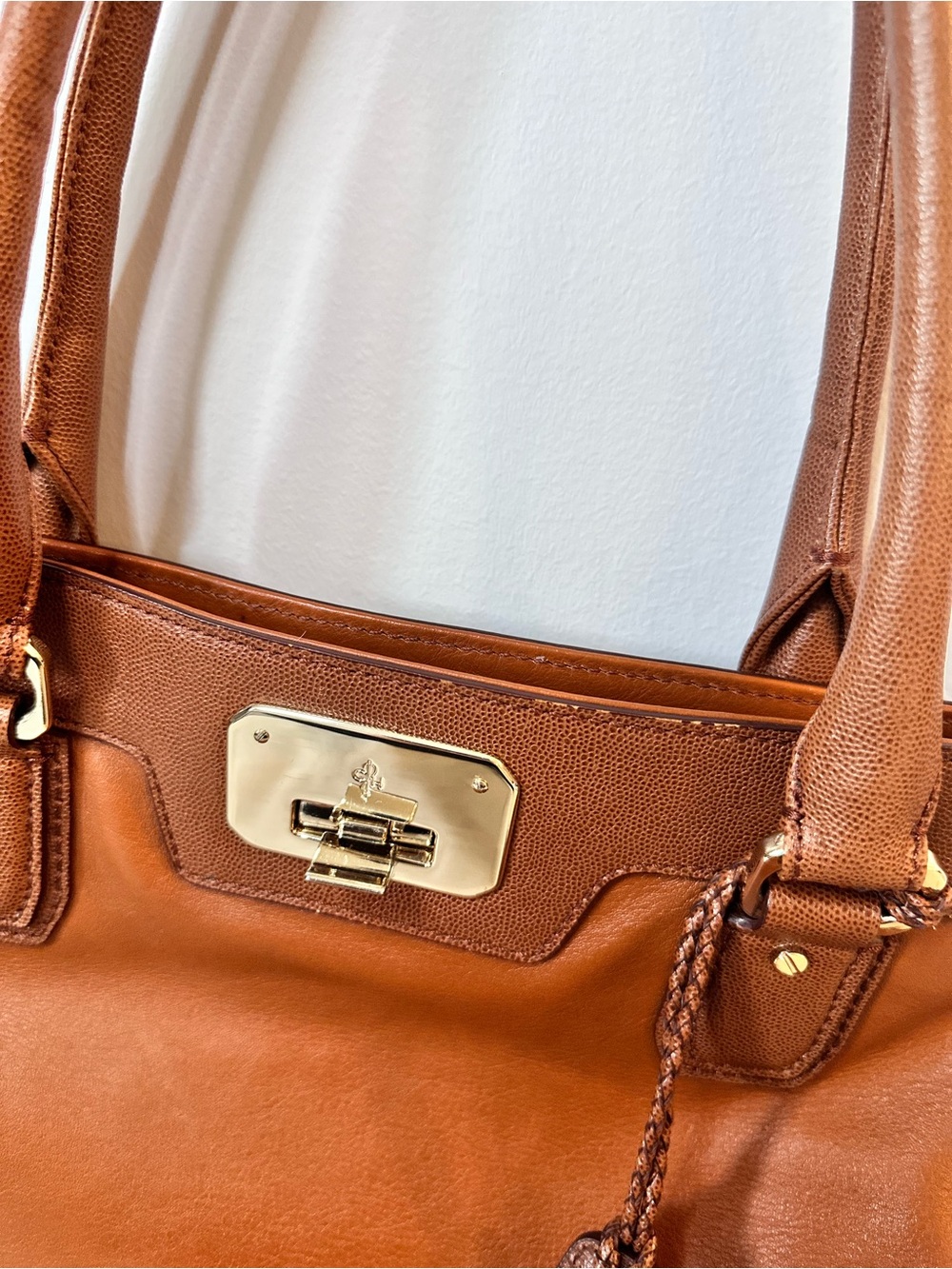 Cole Haan Designer Leather Tote Bag in Cognac - Picture 15 of 16